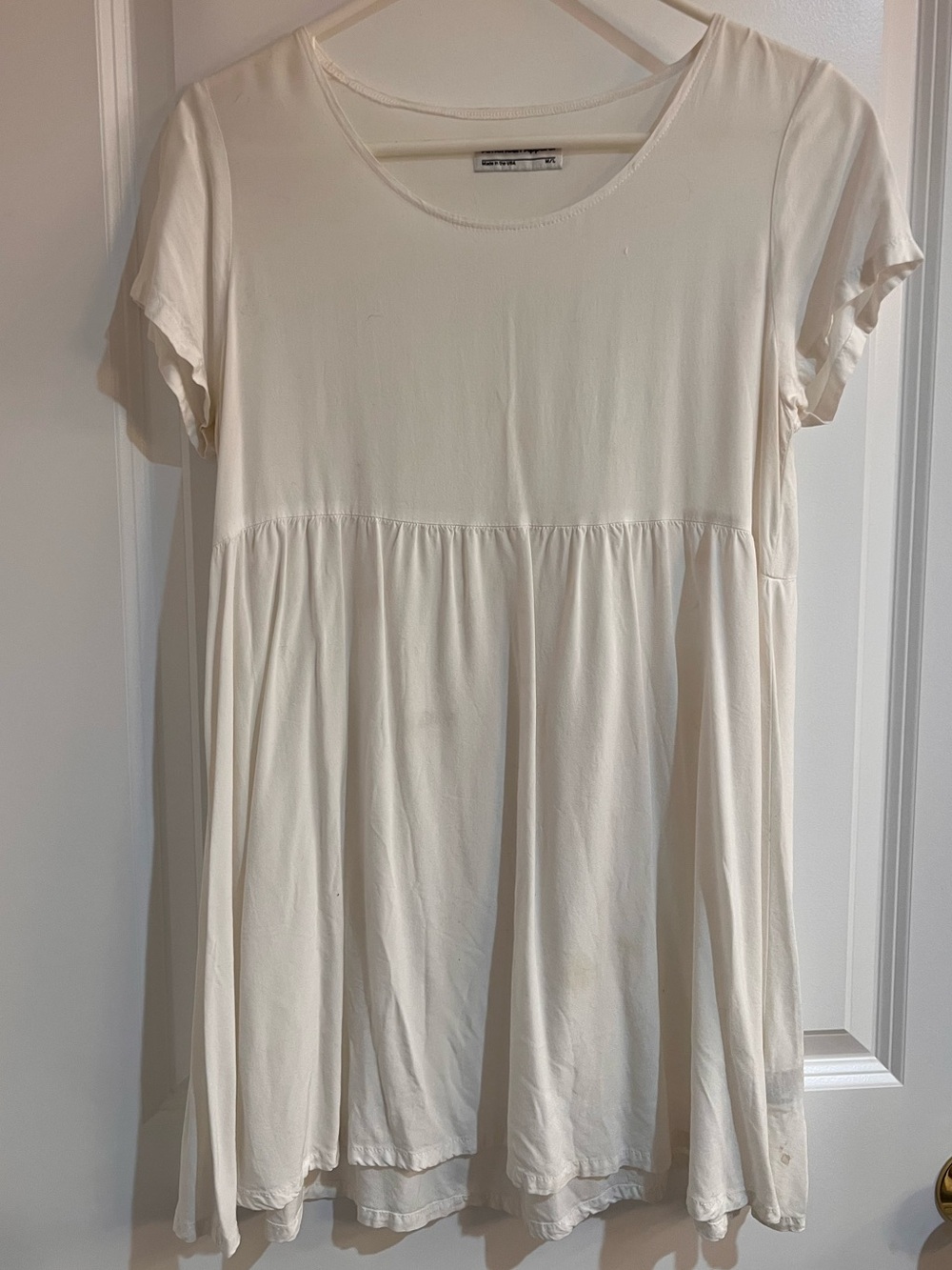 American Apparel Cream Babydoll Tunic Top M/L Made in USA